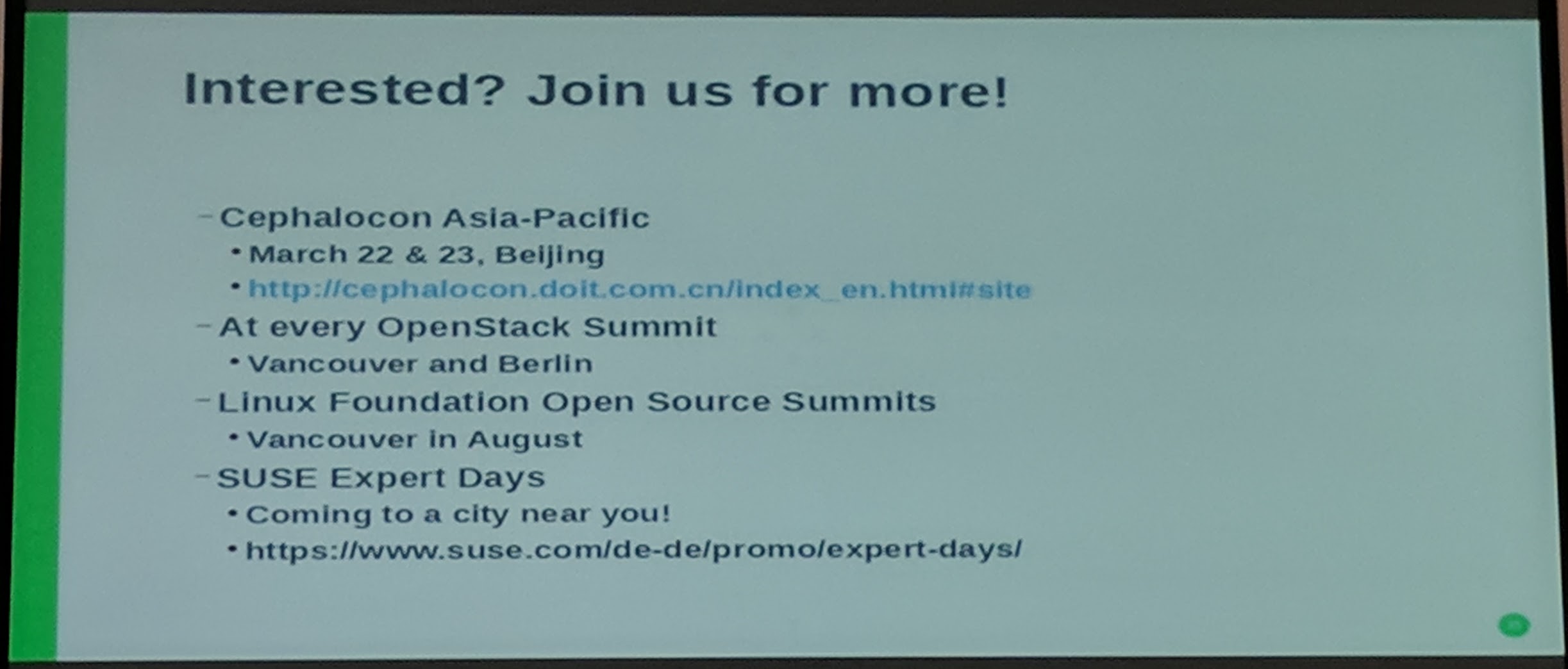 Ceph Day Darmstadt 2018 - Five years of Ceph - Interested? Join us for more!